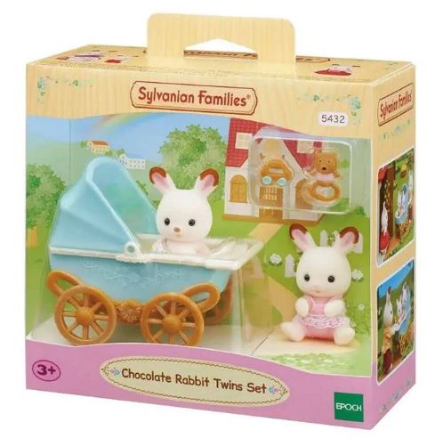 BEBÊ COELHO CHOCOLATE E CARRINHO DE BRINCAR SYLVANIAN 