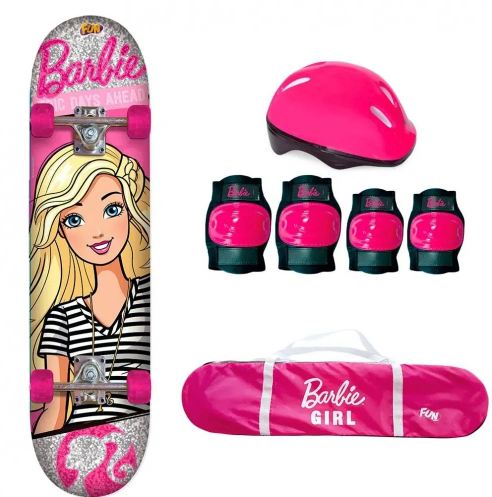 BARBIE SKATE COM ACESSÓRIOS DE SEGURANÇA