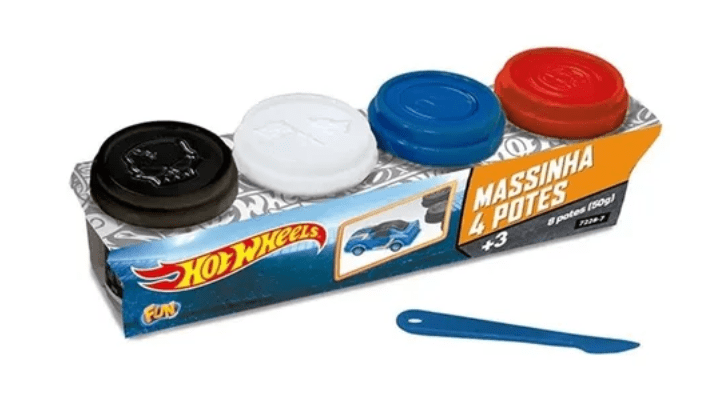 HOT WHEELS MASSINHA 4 POTES 50G 