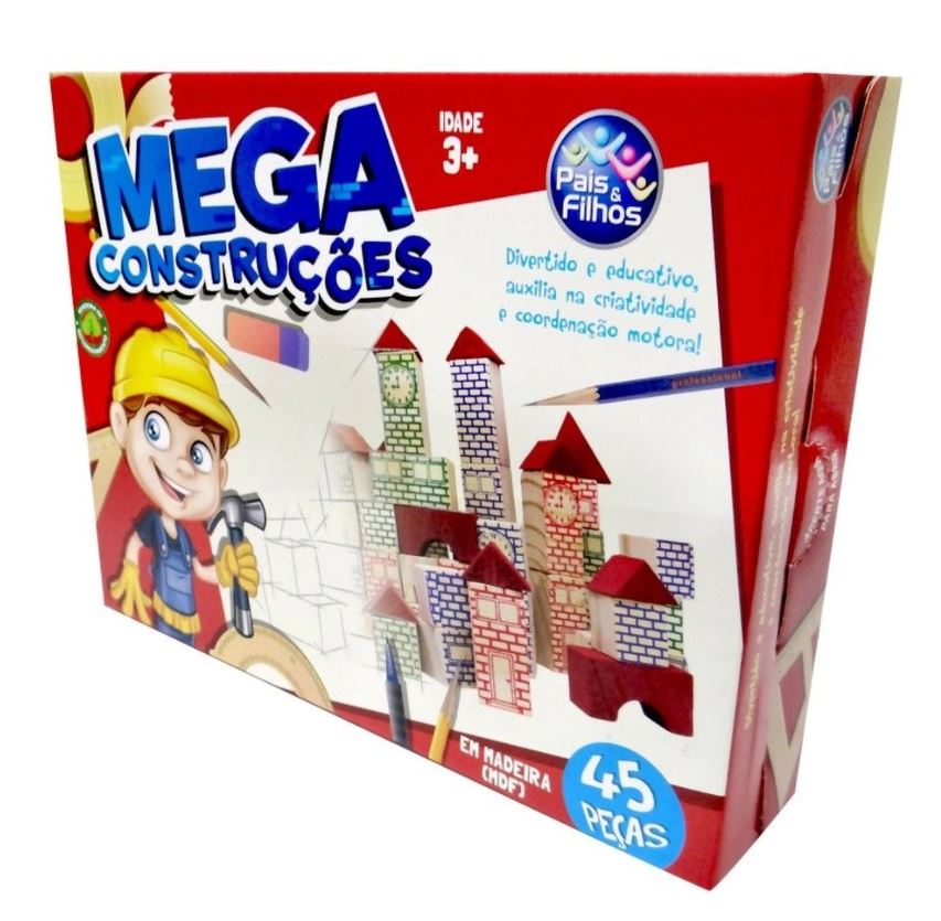 MEGA CONSTRUCOES 45 PCS  MADEIRA