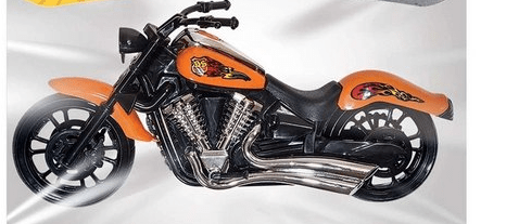 MOTO CHOPPER NA CAIXA LARANJA