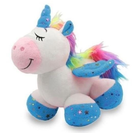 UNICORNIO DE PELUCIA SENTADO / AZUL