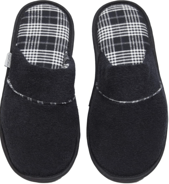 PANTUFA PLUSH BUCKLE COM FLANELA PRETA 39/40 