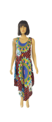 VESTIDO TRAPEZIO C/MANDALA AZUL