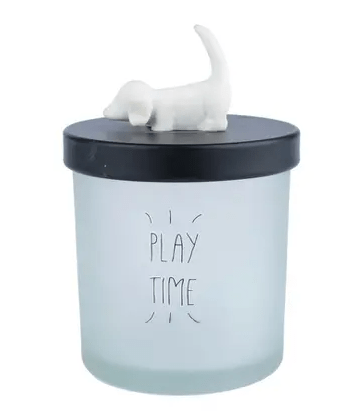 POTE VIDRO BOROSILICATO PLASTICO CUTE DOG BRANCO