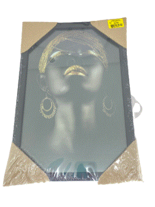 QUADRO CX 20X30 BUSTO AFRICANA DOURADA