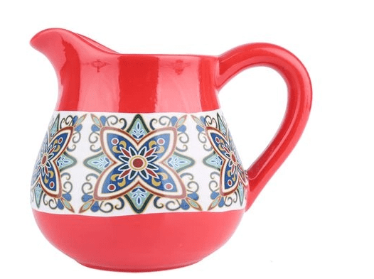 VASO CERAMICA JARRA FLORAL VINTAGE VERMELHOR 