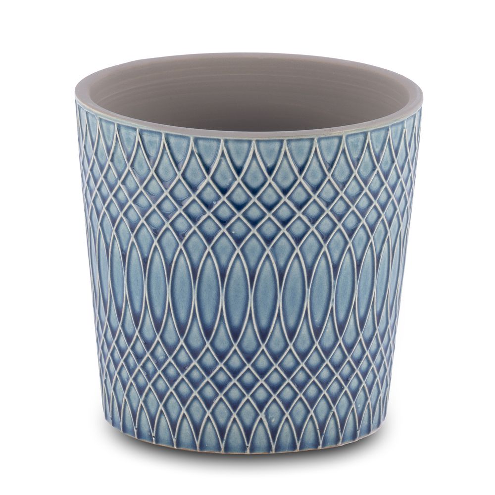 VASO PARA FLORES EM CERAMICA AZUL 