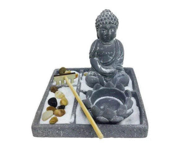 CONJUNTO JARDIM ZEN CONCRETO BUDDHA CINZA 14,5X12,5CM