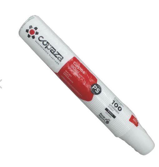 COPO PLASTICO 180ML BCO COPAZA  COM 100 UNIDADES