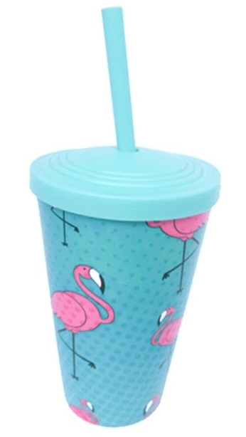 COPO TROPICAL FLAMINGO 550 ML  AZUL TIFFANY