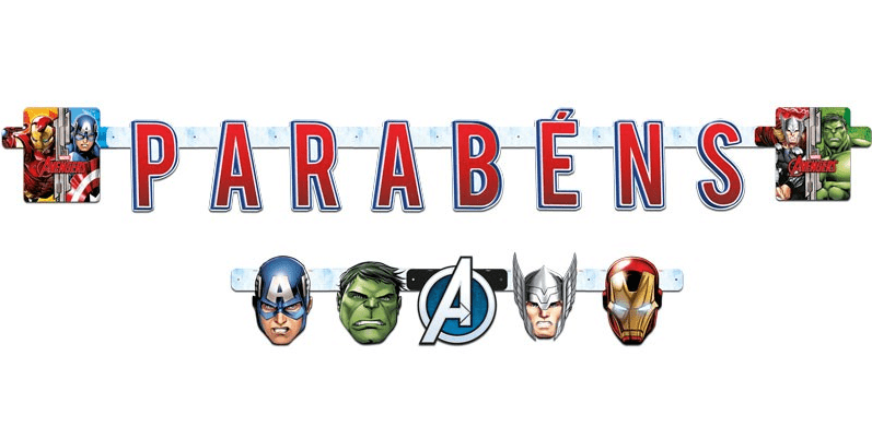 FAIXA PARABÉNS AVENGERS ANIMATED 