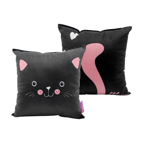 ALMOFADA FIBRA VELUDO 25X25CM MEOW  