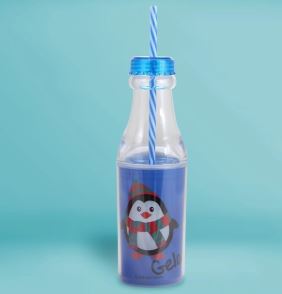 GARRAFA COM CANUDO PVC 500ML PINGUIM GELADO