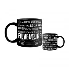 CANECA PORCELANA VW FUSCA ADVENTURE PRETA  12X05X