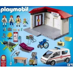 PLAYMOBIL CLÍNICA HOSPITAL CENTRO MÉDICO COM AMBULÂNCIA