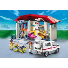 PLAYMOBIL CLÍNICA HOSPITAL CENTRO MÉDICO COM AMBULÂNCIA