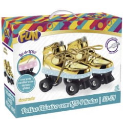 FUN PATINS COM LED 4 RODAS DOURADO