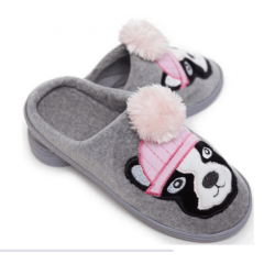 PANTUFA FEMININA BULLDOG COM POM POM 35X36