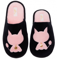 PANTUFA FEMININO GATO ROSA COM PINGENTE 39X40