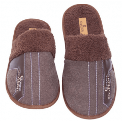 PANTUFA MASCULINO COM BORDADO MARROM-CACAU 42X42