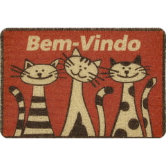 CAPACHO VINILICO ESTAMPADO 60X40CM GATO VERMELHOP