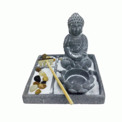 CONJUNTO JARDIM ZEN CONCRETO BUDDHA CINZA 14,5X12,5CM