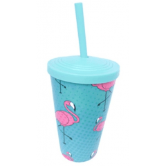 COPO TROPICAL FLAMINGO 550 ML  AZUL TIFFANY