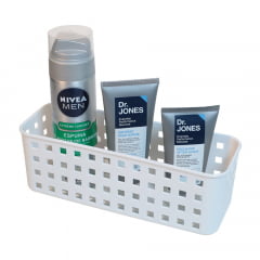 CESTA ORGANIZADORA COM VENTOSAS MULTIUSO 24X9X8 CM