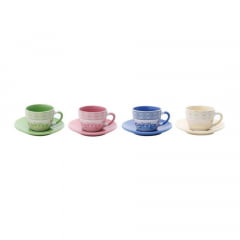 CJ 4 XICARAS PORCELANA P/CHA C/PIRES TIMES 200ML