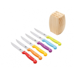 CONJUNTO 6 FACAS PARA CHURRASCO COM CEPO MADEIRA
