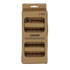 CONJUNTO 4 CANUDOS DE VIDRO E ESCOVA DE LIMPEZA