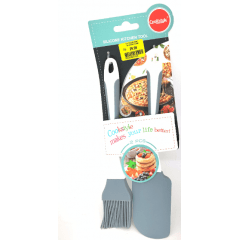 KIT PINCEL ESPATULA SILICONE CINZA