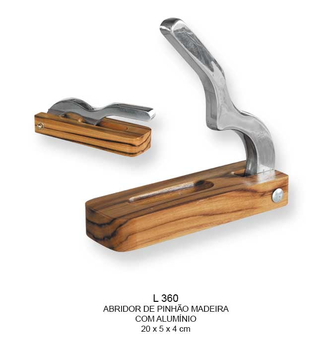ABRIDOR DE PINHAO MADEIRA E ALUMINIO.