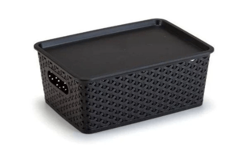 CESTO ORGANIZADOR RATTAN MÉDIO PRETO