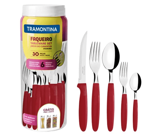 FAQUEIRO INOX 30PC IPANEMA VERMELHO