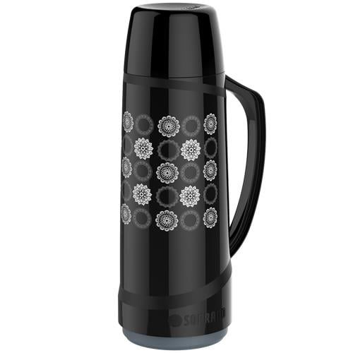GARRAFA TERMICA CRISTAL 1L PRETA DECORADA