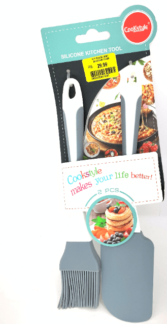 KIT PINCEL ESPATULA SILICONE CINZA