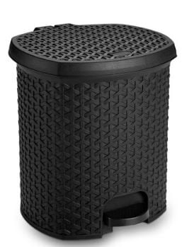 LIXEIRA RATTAN COM PEDAL 15 LITROS - PRETO