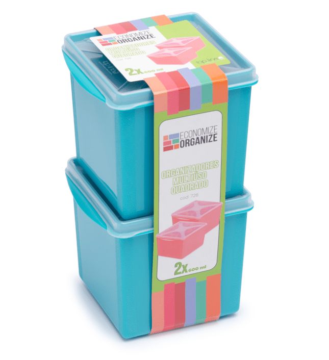 ORGANIZADORES MULTIUSO QUADRADO 2 PEÇAS (2 X 600 ML)