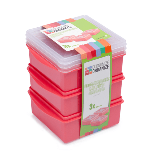 ORGANIZADORES MULTIUSO QUADRADO 3 PEÇAS (3 X 620 ML)